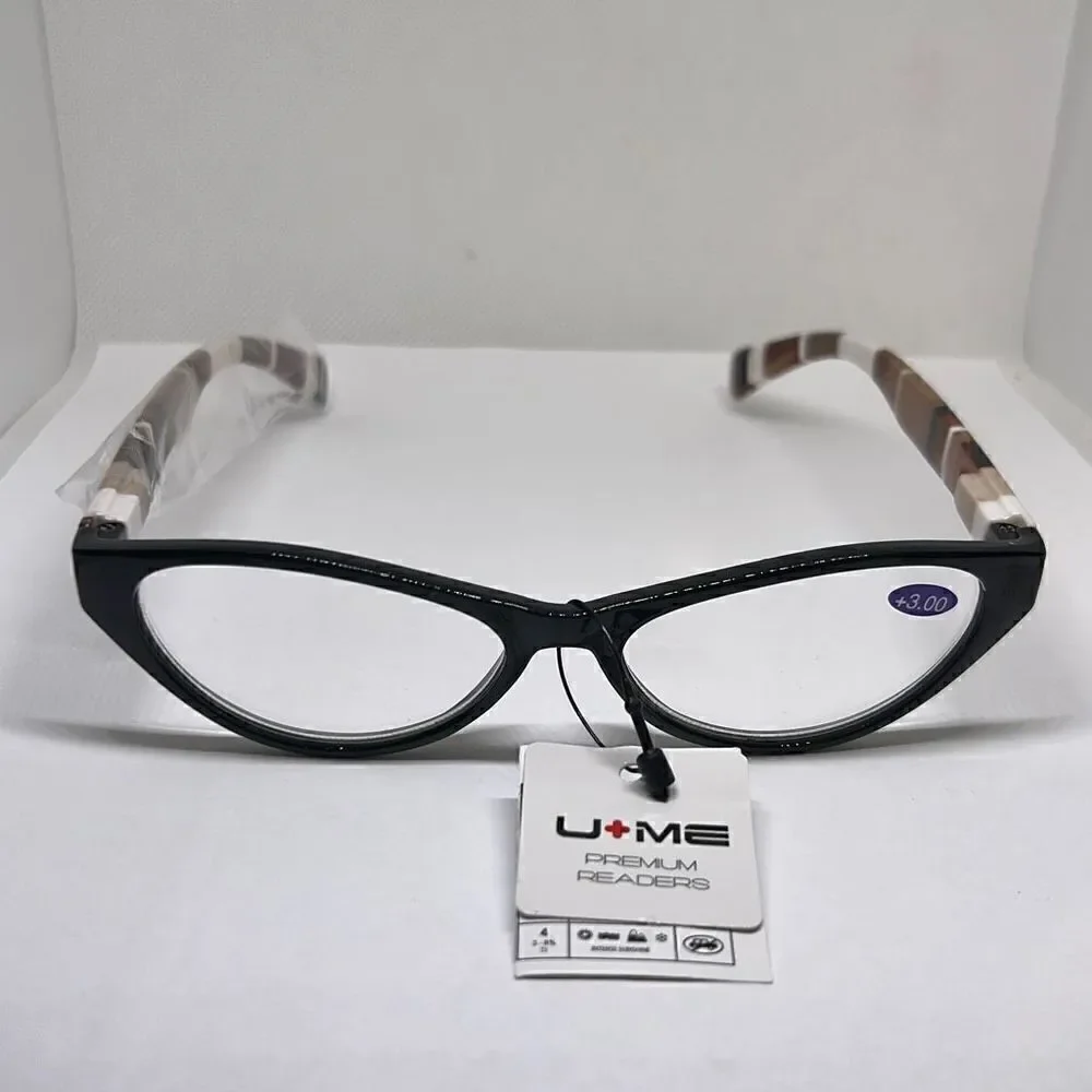 Plaid Cat Eye Women’s Reading Glasses +3.00